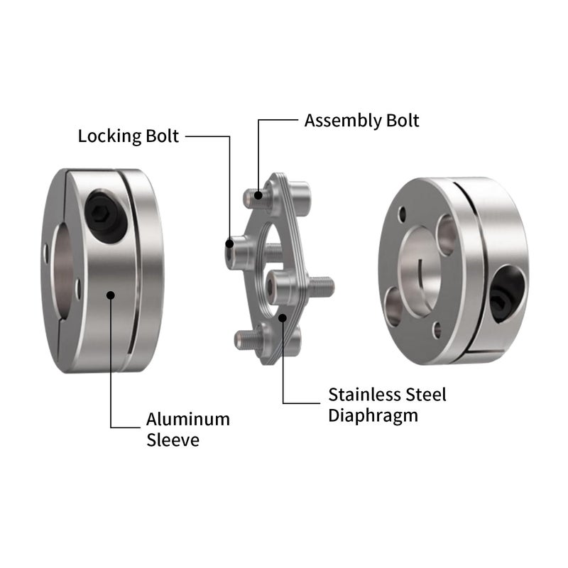 BORDSTRACT 16mm to 19mm Flexible Diaphragm Coupling, D39 L34.5 Aluminium 1 Diaphragm Motor Shaft Coupler for 3D Printer CNC Machine Servo Stepped Motor - Image 3